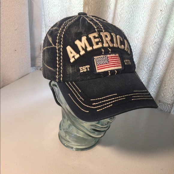 "America" Cap w/ Stitching Accent - Picture 1 of 10
